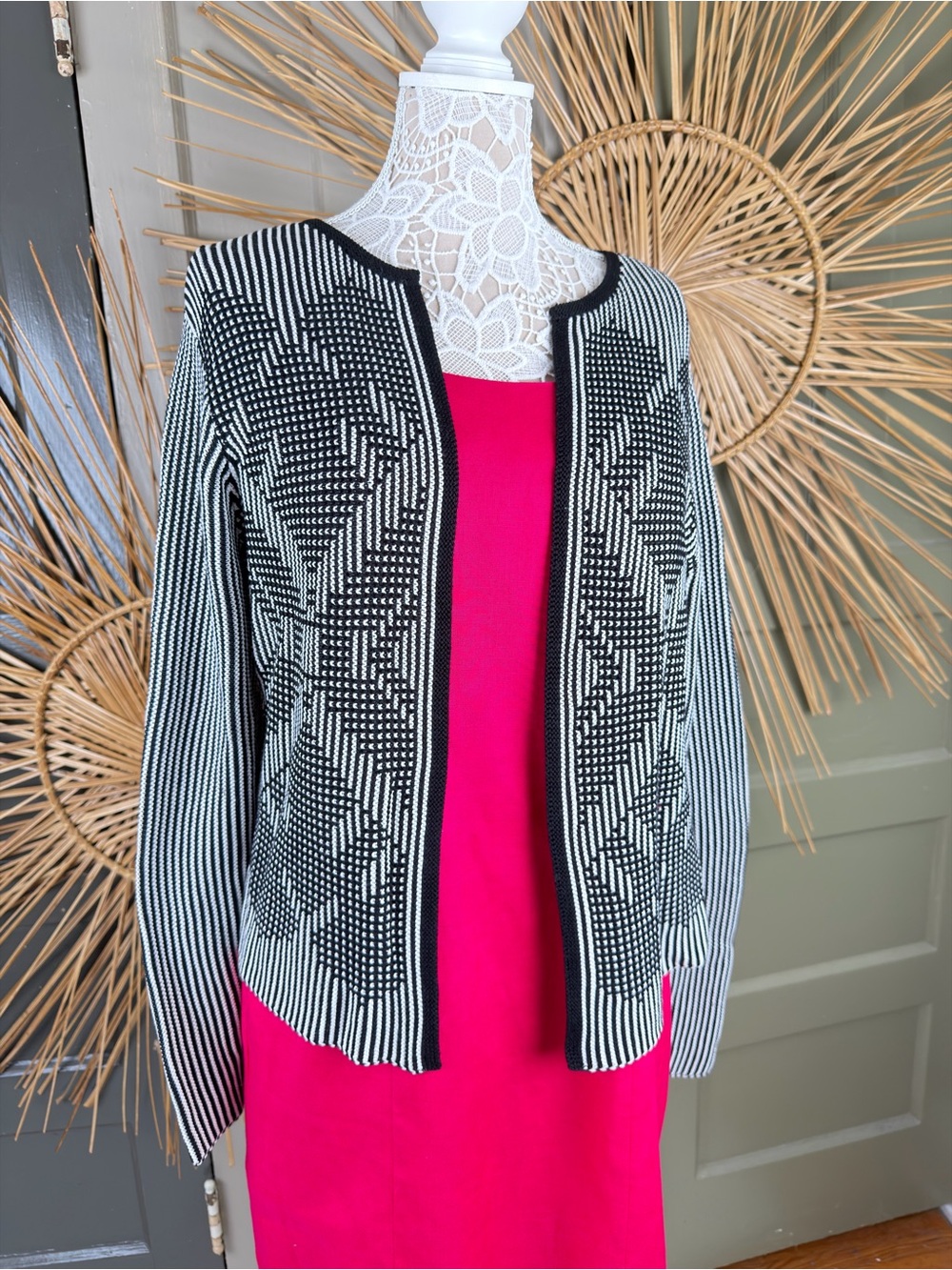 Pendleton Aztec Geometric Print Open Front Cardigan Heritage Women Large